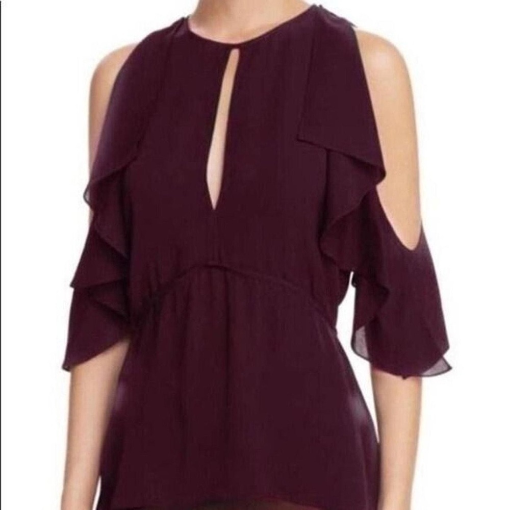 Theory Purple Cut-out Shoulders Blouse
